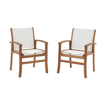 SUNSITT Outdoor Patio Dining Chairs Set of 2, Acacia Wood Frame Chairs for Garden, Lawn, Backyard