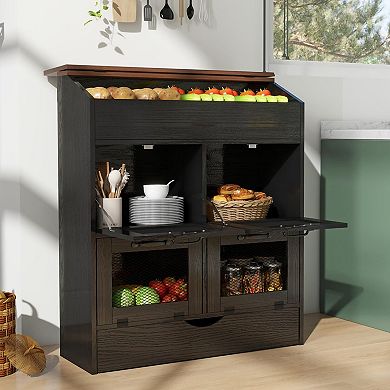 SUNSITT Large Potato Onion Storage Bin, Bread Box with 4 Doors, 31" Vegetable Organizer for Kitchen