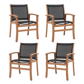 SUNSITT Outdoor Patio Dining Chairs Set of 4, Acacia Wood Frame Chairs for Garden, Lawn, Backyard