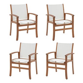 SUNSITT Outdoor Patio Dining Chairs Set of 4, Acacia Wood Frame Chairs for Garden, Lawn, Backyard