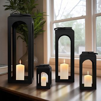 Sagebrook Home Elegant Iron Black Metal Open Lantern Set Of 4 - Indoor/outdoor Décor Enhancements