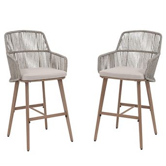 SUNSITT Outdoor Bar Stools Set of 2, 46" Patio Rattan Bar Stools Chair for Kitchen Island