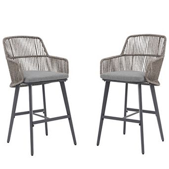 SUNSITT Outdoor Bar Stools Set of 2, 46" Patio Rattan Bar Stools Chair for Kitchen Island
