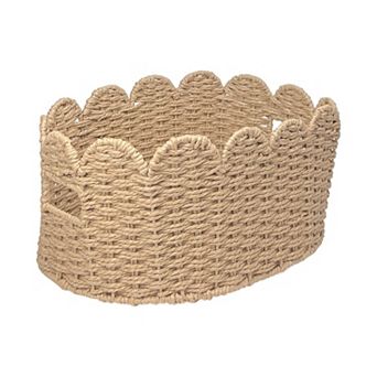 Belle Maison Scallop Oval Paper Weave Large Bin
