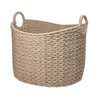 Belle Maison Medium Oval Weave Basket With Round Handles