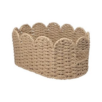 Belle Maison Small Scallop Oval Paper Weave Bin