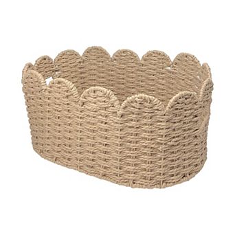Belle Maison Medium Scallop Oval Paper Weave Bin