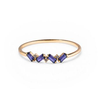 Belinda Jewelz 18k Gold Plated Vermeil Dainty 4 Baguette Birthstone Ring