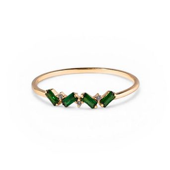 Belinda Jewelz 18k Gold Plated Vermeil Dainty 4 Baguette Birthstone Ring