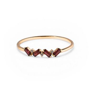 Belinda Jewelz 18k Gold Plated Vermeil Dainty 4 Baguette Birthstone Ring
