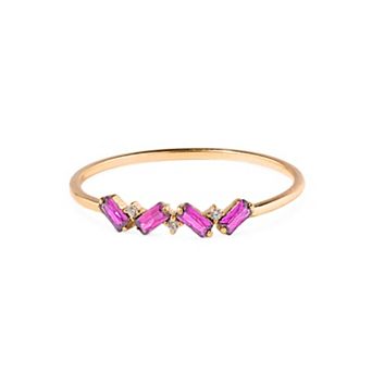 Belinda Jewelz 18k Gold Plated Vermeil Dainty 4 Baguette Birthstone Ring