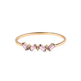 Belinda Jewelz 18k Gold Plated Vermeil Dainty 4 Baguette Birthstone Ring