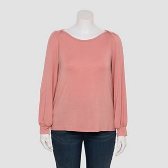 Plus Size LC Lauren Conrad Long Sleeve Envelope Neck Top