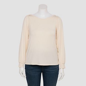 Plus Size LC Lauren Conrad Long Sleeve Envelope Neck Top