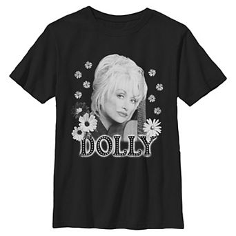 Boys 6-20 Dolly Parton Floral Portrait Graphic Tee