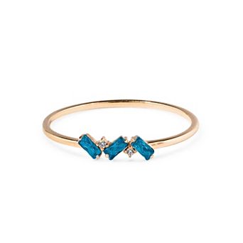 Belinda Jewelz 18k Gold Plated Vermeil Dainty 3 Baguette Birthstone Ring