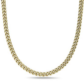 Men's LYNX Gold Ion Plated Stainless Steel 10mm Curb Chain Necklace