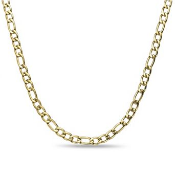 Men's LYNX Gold Ion Plated Stainless Steel 8mm Figaro Chain Necklace