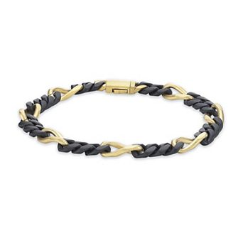 Men's LYNX Stainless Steel 6mm Figaro Chain Bracelet