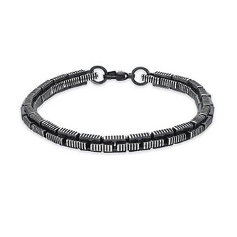 Men's LYNX Black Ion Plated Stainless Steel Link Chain Bracelet
