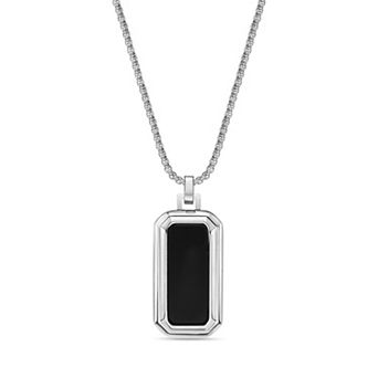 Men's LYNX Stainless Steel Agate Pendant Necklace