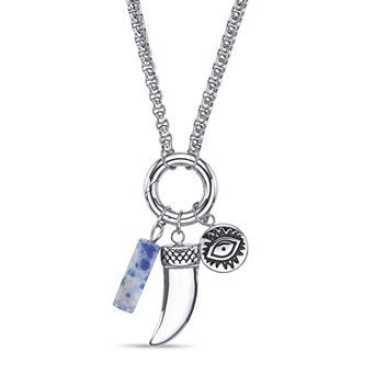 Men's LYNX Stainless Steel Sodalite Pendant Necklace