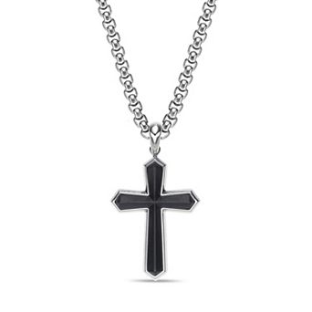 Men's LYNX Stainless Steel Cross Pendant Necklace