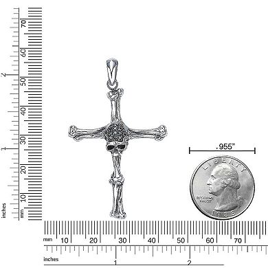 Men's LYNX Stainless Steel Spinel Bones & Skull Cross Pendant Necklace