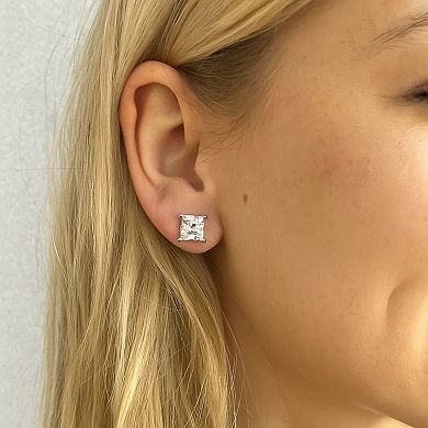 Half Carat Princess Cut Cubic Zirconia Stud Earrings