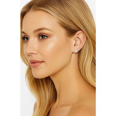 Half Carat Princess Cut Cubic Zirconia Stud Earrings