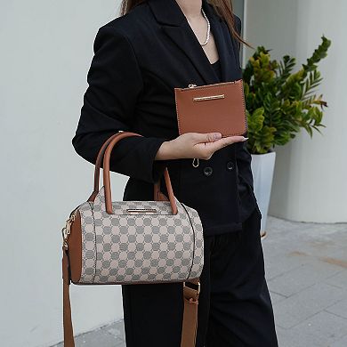 MKF Collection Adhara Circular Print Satchel Bag With Pouch