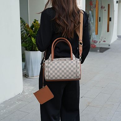 MKF Collection Adhara Circular Print Satchel Bag With Pouch