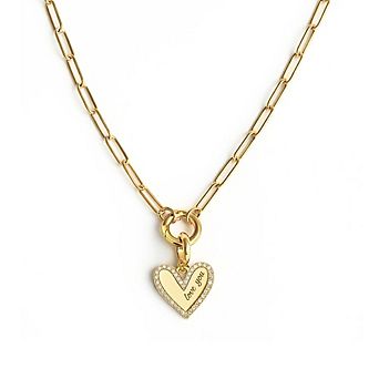 Elena “Love You” Pavé Heart Necklace