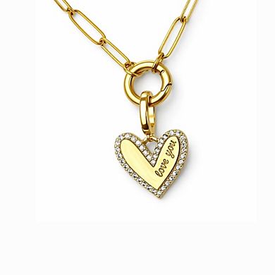 Elena “Love You” Pavé Heart Necklace