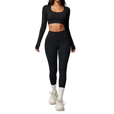 Womens High Waist Tummy Control Leggings With Side Pockets Soft Long Pants