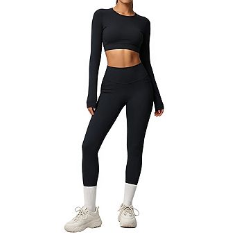 Womens High Waist Tummy Control Leggings With Side Pockets Soft Long Pants
