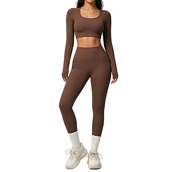 Womens High Waist Tummy Control Leggings With Side Pockets Soft Long Pants