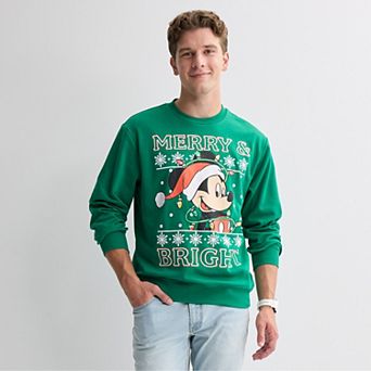 Men's Disney's Mickey Mouse Merry & Bright Light Up Fleece Sweatshirt