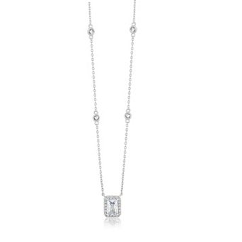 Sienna Vale Cubic Zirconia Birthstone Halo Pendant Necklace