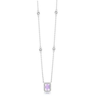Sienna Vale Cubic Zirconia Birthstone Halo Pendant Necklace