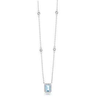 Sienna Vale Cubic Zirconia Birthstone Halo Pendant Necklace