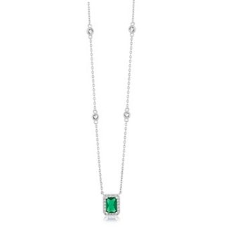 Sienna Vale Cubic Zirconia Birthstone Halo Pendant Necklace