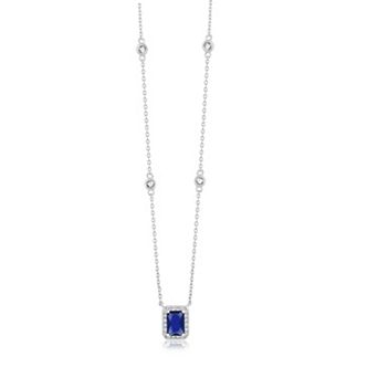 Sienna Vale Cubic Zirconia Birthstone Halo Pendant Necklace