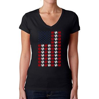 Soccer Flag - Women's Word Art V-Neck T-Shirt