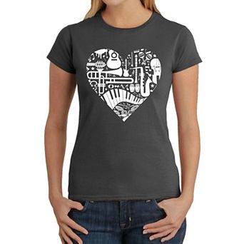 Musical Instrument Heart - Women's Word Art T-Shirt