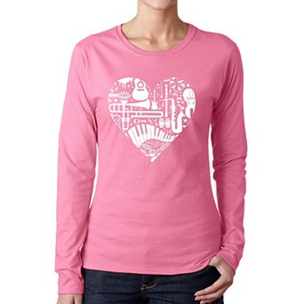 Musical Instrument Heart - Women's Word Art Long Sleeve T-Shirt