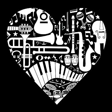 Musical Instrument Heart - Women's Word Art Hooded Sweatshirt