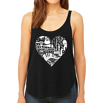 Musical Instrument Heart - Women's Premium Word Art Flowy Tank Top