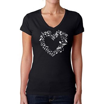 Sheet Music Heart - Women's Word Art V-Neck T-Shirt