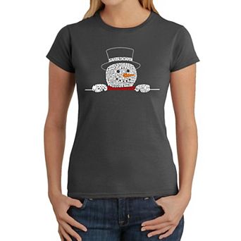 Peeking Snowman - Women's Word Art T-Shirt